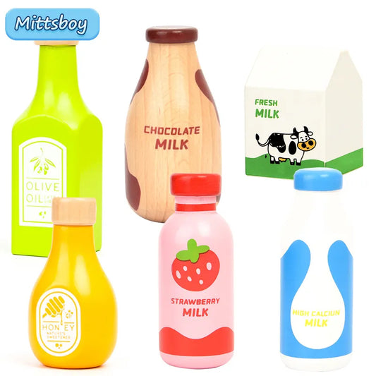 1Pcs Strawberry Milk Drink Bottle Toy Magnetic Wooden Kitchen  Chechele