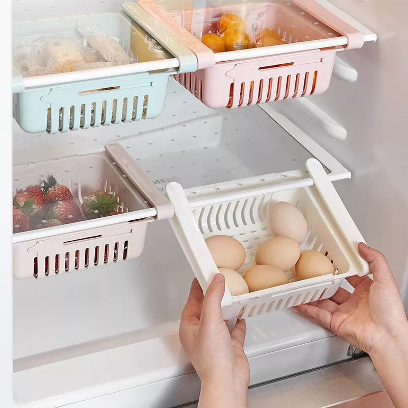 Adjustable Kitchen Fridge Storage Rack Home Organizer Food Container