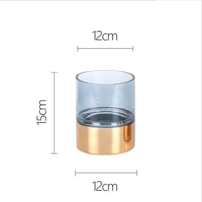 Gilded Base Glass Vase Transparent Hydroponic Flower Pots