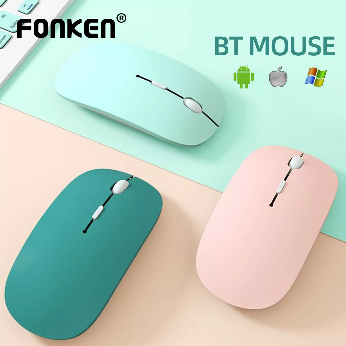 FONKEN Wireless Buetooth Mouse for Macbook Ipad Samsung Laptop Tablet Mouse