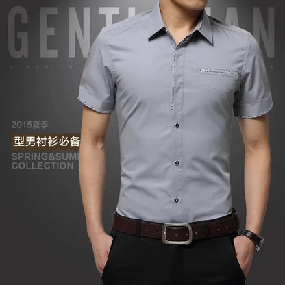 2024 Summer New Men's Shirt Brand Luxury Men Cotton Short Sleeves