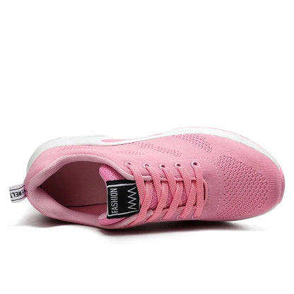 Womens Trainers Casual Mesh Sneakers Pink Women Flat Shoes Lightweight Soft