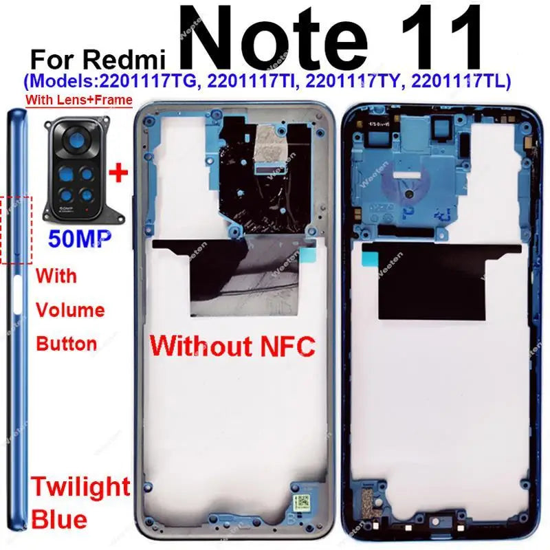 Middle Frame Housing for Xiaomi Redmi Note 11 Note 11S 4G Middle Cover Bezel