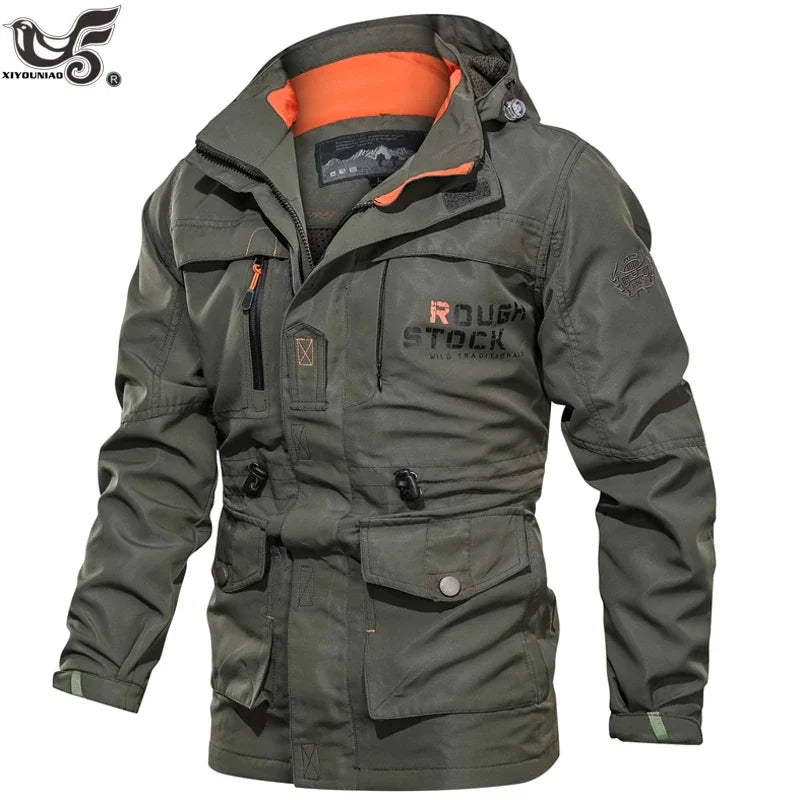 Men Tactical Multi Pockets Hooded Windbreaker Waterproof Jackets