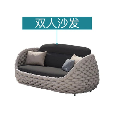 Rattan Chair Sofa Outdoor Terrace Sofa Tea Table Combination Living Room