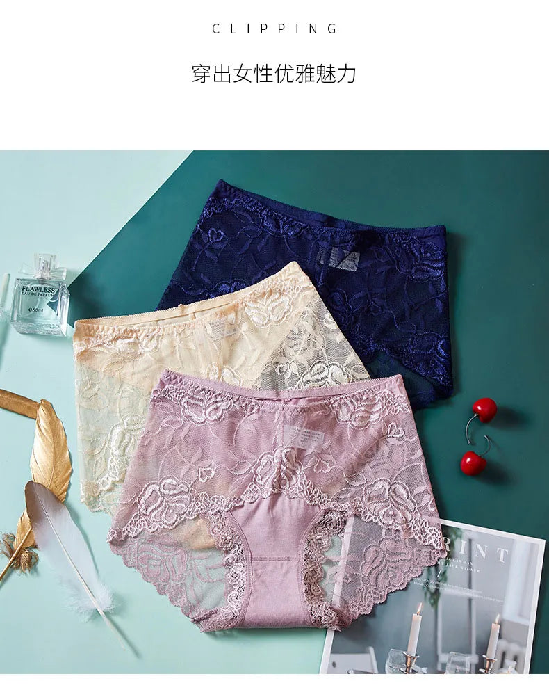 Fashion High Quality Women's Panties Transparent Underwear Women Lace Soft Brief