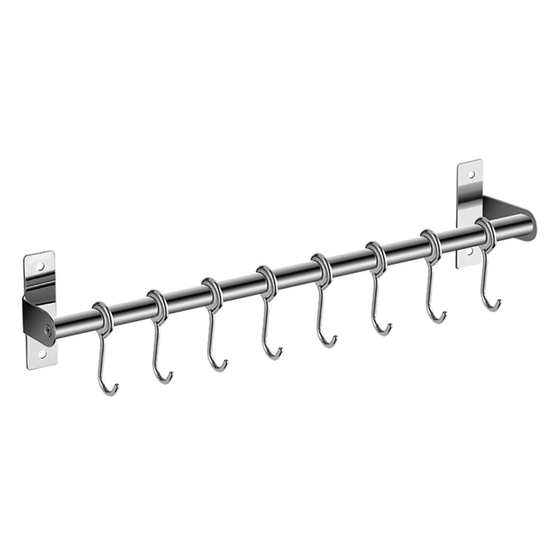 Wall Mounted Utensil Rack Stainless Steel Hanging Kitchen Rail With 6/8/10