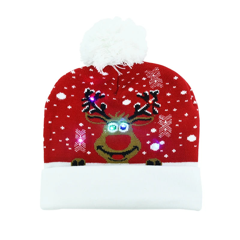 LED Christmas Hat Sweater Knitted Beanie Christmas Light Up Knitted Hat