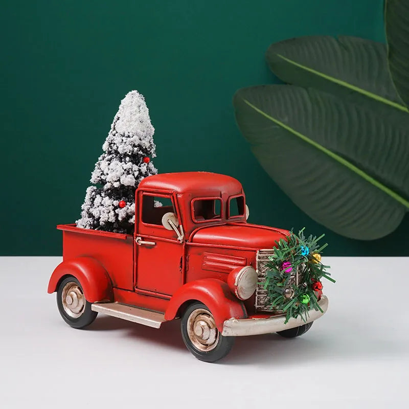 Miniature Model of Metal Truck With Christmas Tree Christmas Gift Christmas