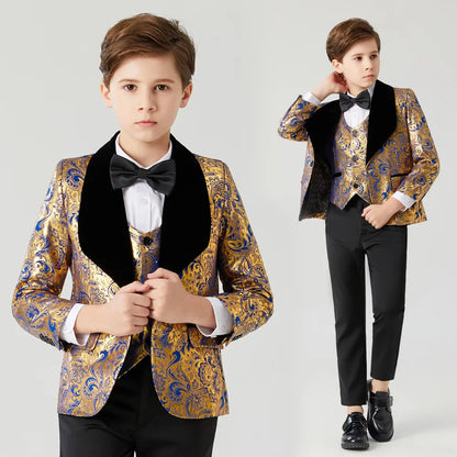 Boys Wedding Suits Shawl Lapel Boys Mens Suits 3 Piece Boy's Formal Wear Slim