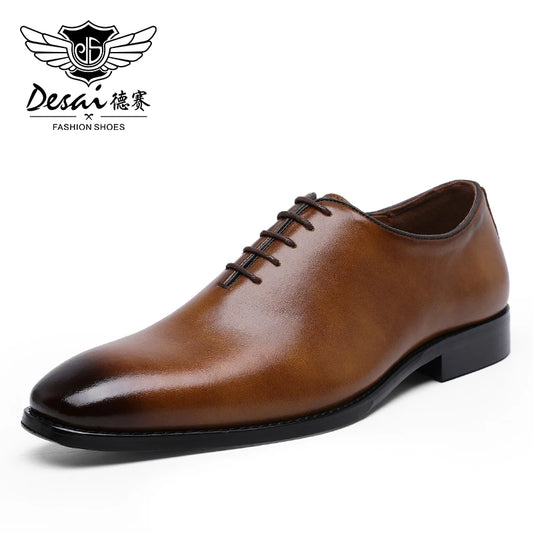 DESAI Oxford Mens Dress Shoes Formal Business Lace-Up Full Grain