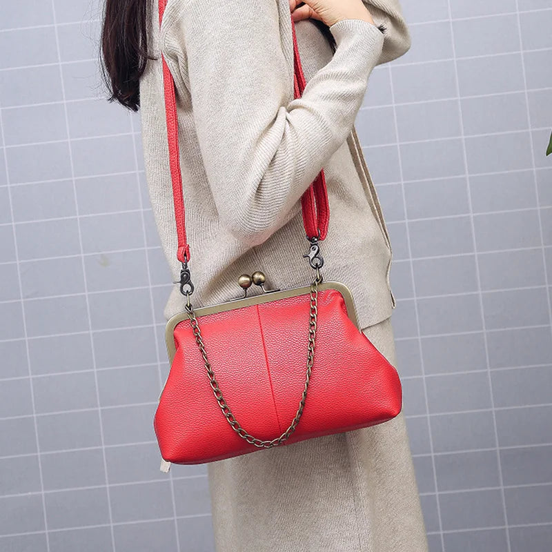 Vintage Fashion PU Leather Bag Bags Women's Handbags Purses Chain Hand Bags