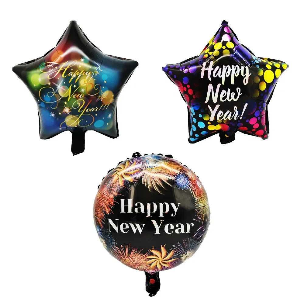 2025 Happy New Year Balloons Banner Rose Gold Number Letter Aluminum Foil