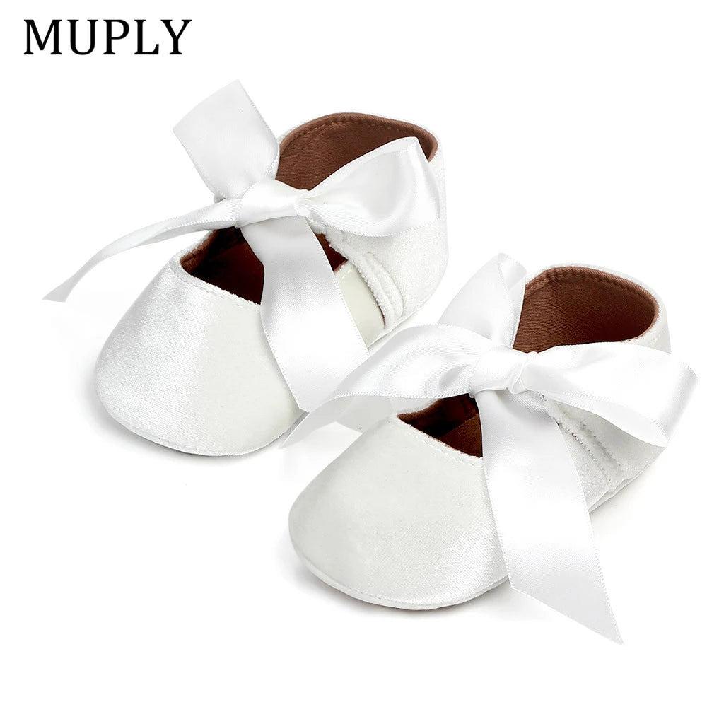 Baby Girl Cute Shoes Bow Lace Up PU Leather Princess Baby Shoes