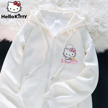 Sanrio Anime Cute Printed Hoodies Women Cartoon Hello Kitty Y2k Sweatshirt