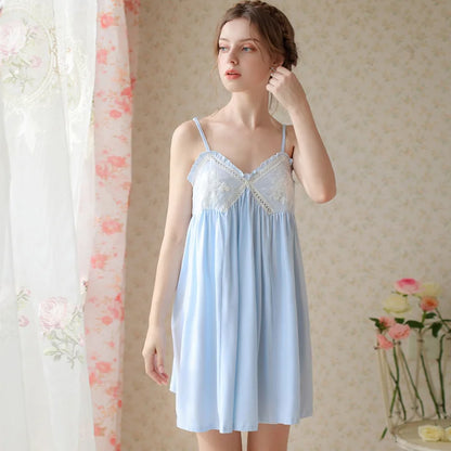 Sleeveless Mini Night Dress Women Summer Cotton Sleepwear Sexy Nighty Short