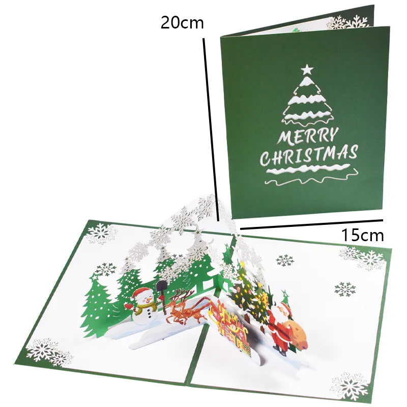 Merry Christmas Cards Christmas Tree Winter Gift Pop-Up Cards