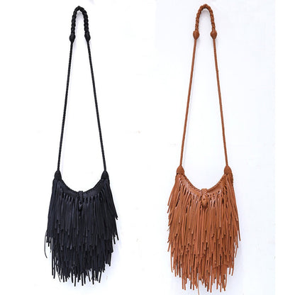 Vintage Tassel Women Shoulder Bag Tassel Women's Crossbody PU Leather Bags