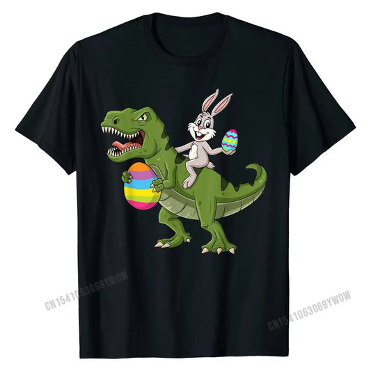 Rabbit Riding T Rex Easter Egg Boys Girls Kids T-Shirt T Shirt Graphic Custom
