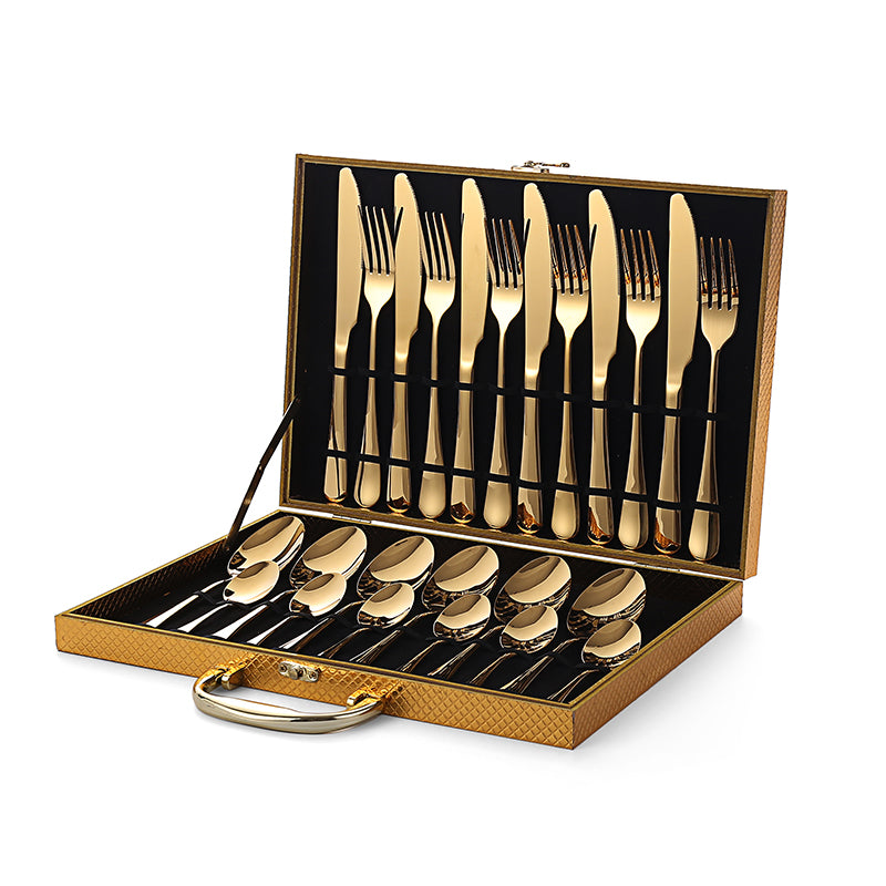 24 Piece Flatware Set Gift , Colorful Romantic Stainless Steel Cutlery Set