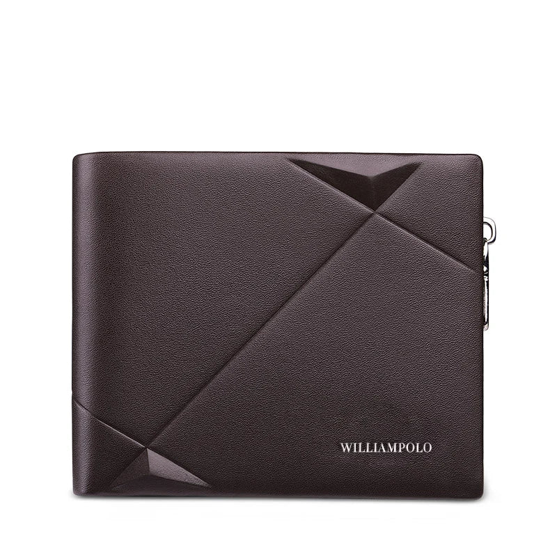 WILLIAMPOLO Men's Slim Wallet Genuine Leather Mini Purse Casual Design