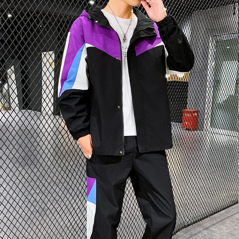 ANSZKTN Unisex Men Street Machinery Track Windbreaker Tracksuit