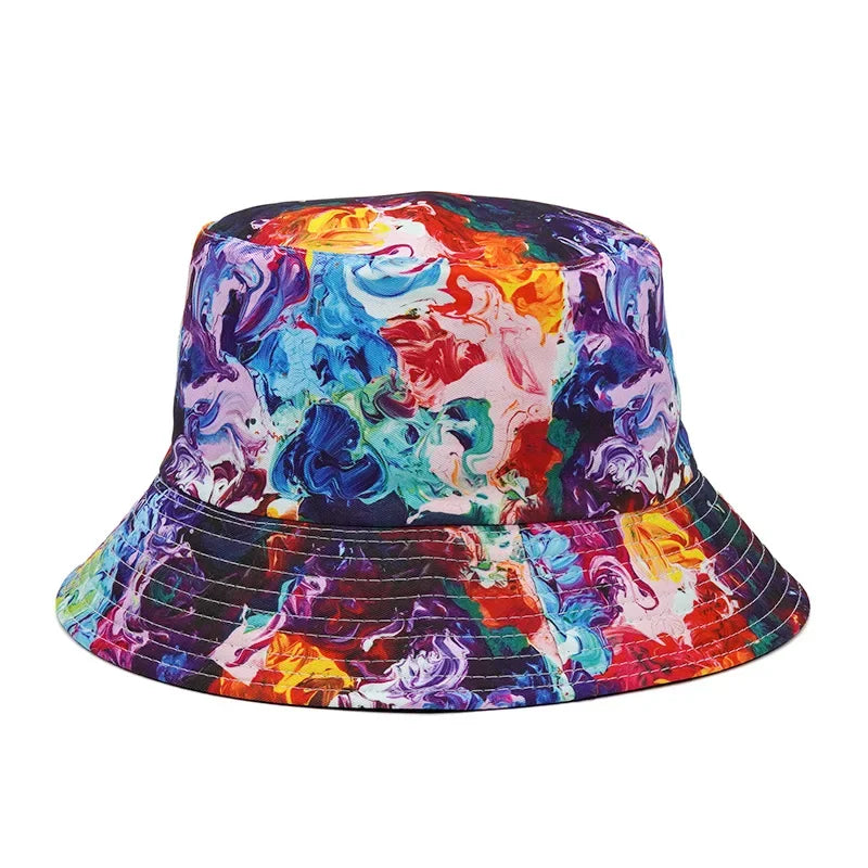 2024 New Summer Graffiti Bucket Hat for Women Men Skull Floral Outdoor Hat