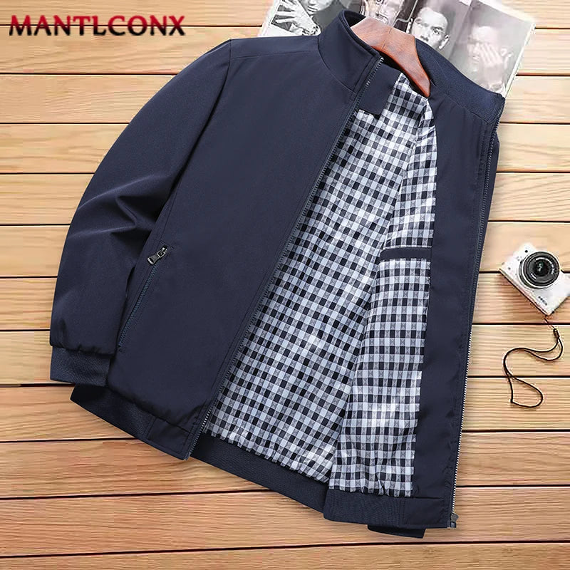 MANTLCONX New Men's Spring Jacket Coats Casual Solid Color Jackets Stand Collar