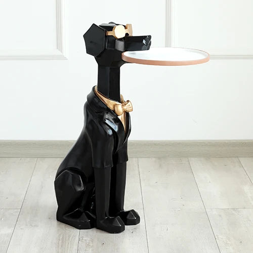 Cute Dog Sculpture  With Tray Holder Home Decor Sculpture Modern Art  Dog Statue