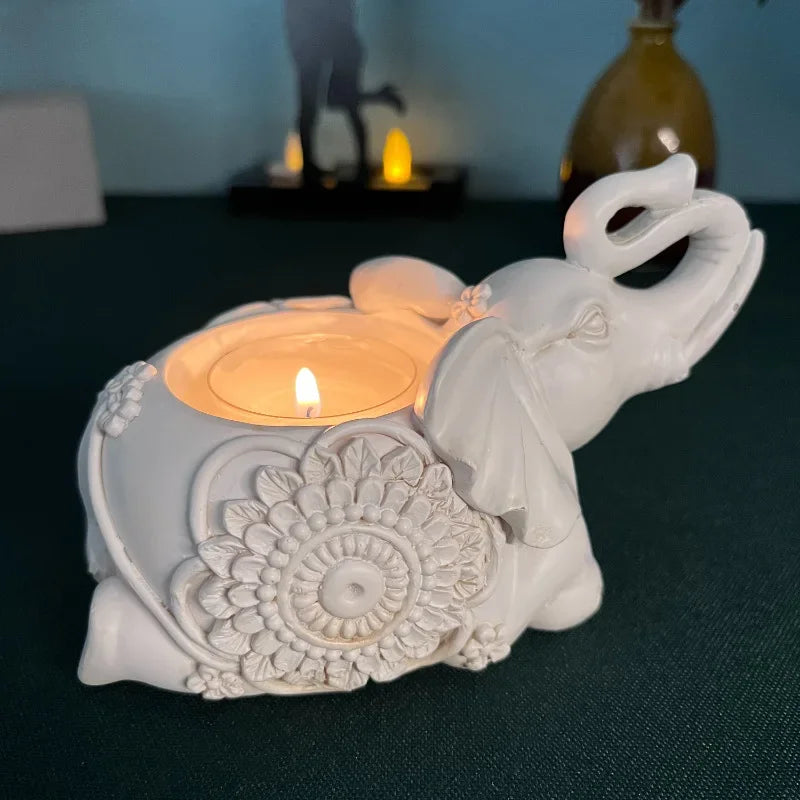 Animal Candle Holders Elephant Trunks Up Sculpture Tealight Candle Holder