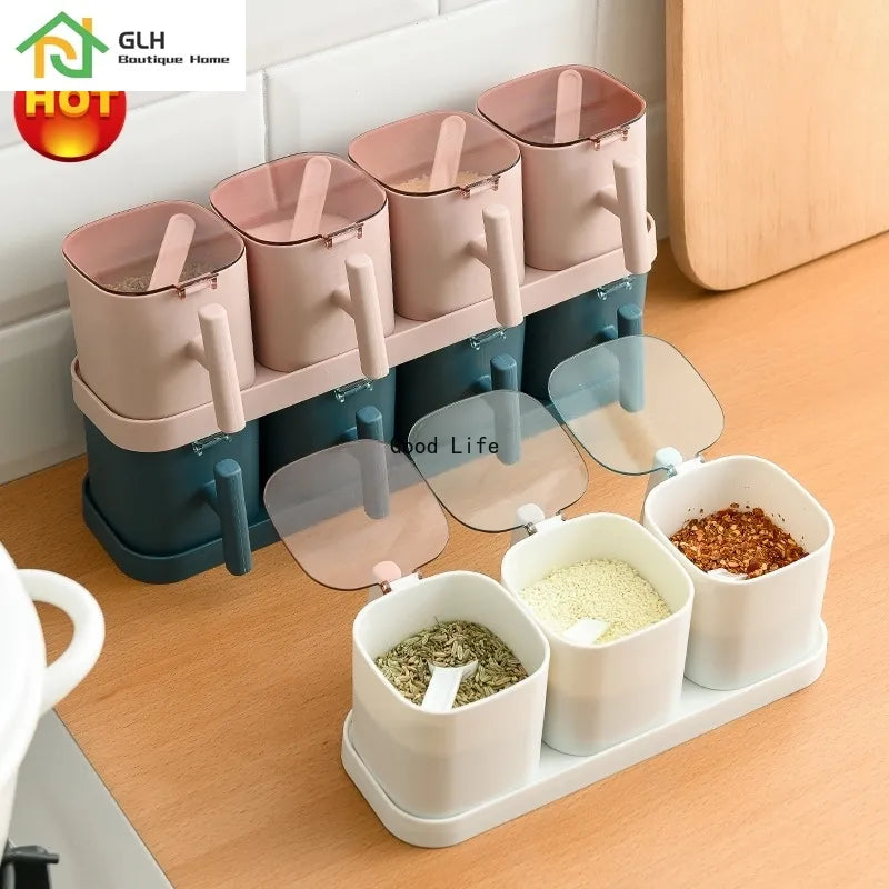 Spices Box Pepper Spice Shaker Salt Seasoning Organizer Kitchen Cruet Condiment