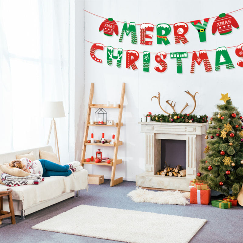 Merry Christmas Banner Tablecloth Balloons Set for New Year Christmas