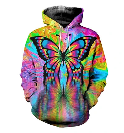 PLstar Cosmos Fashion Women Flashbacks Hoodies Colorful  Butterfly 3D Print Hoodie