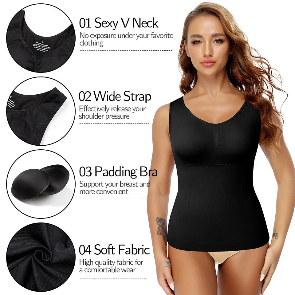 Women Shapewear Tank Tops Tummy Control Shapewear Seamless Body Shaper