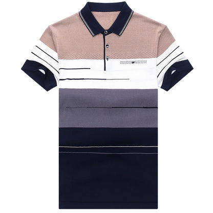 2022 Brand Short Sleeve Polo Tee Shirt Men Casual Summer Striped Men's Clothing