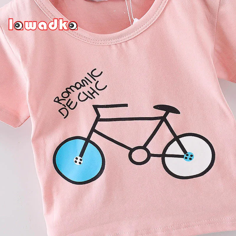 Sport Baby Girls Boys T-Shirt Short Sleeve Bicycle Pattern T-Shirts for Boys