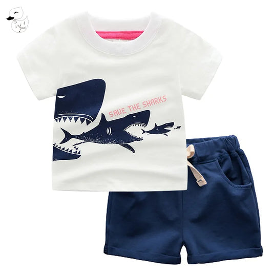 BINIDUCKLING 2PCS Summer Kids Baby Boys Short Sleeve T-Shirt+Shorts Pant Clothes