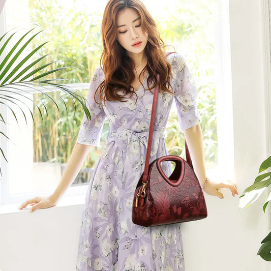 Women Leather Handbags Female Ladies Hand Hobos Bag Mother Shoulder Bag Chinese