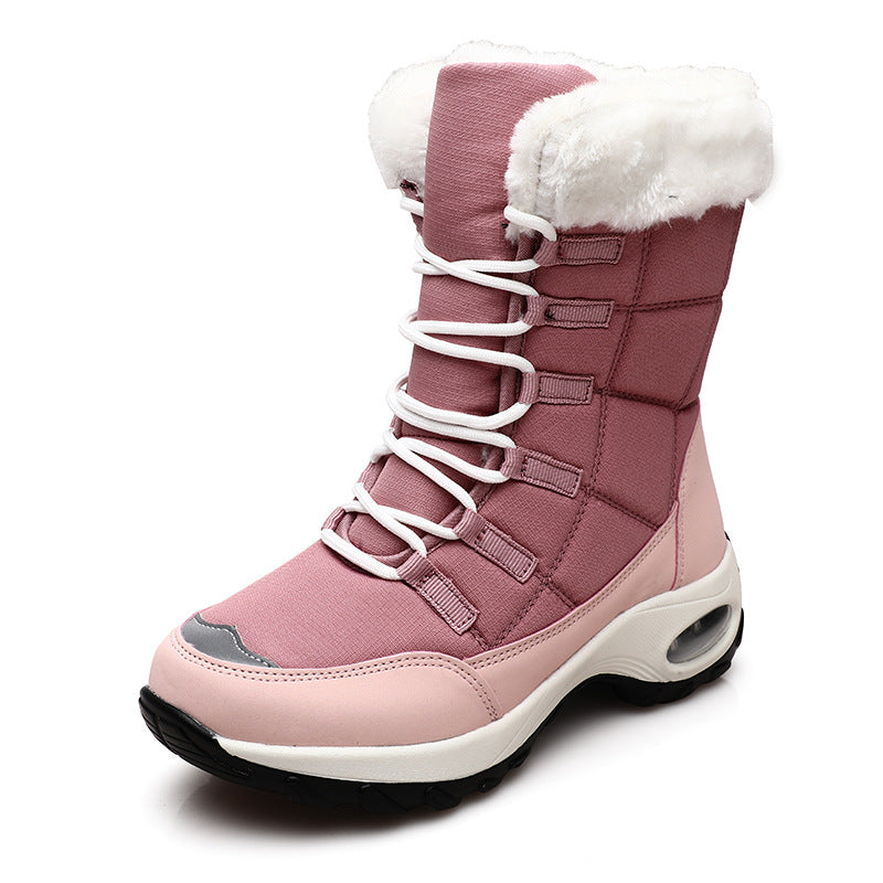 Winter Boots Heels Women's Ankle Boots Thick-Soled Wool Casual  Snow Boots