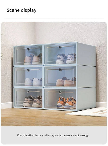 6pc Transparent Plastic Shoe Box Organizer Home Doorway Simple Shoe Rack Storage