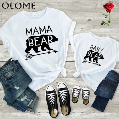 Mama Bear Baby Bear Matching Shirts Mommy and Me T Shirts Women Son Daughter