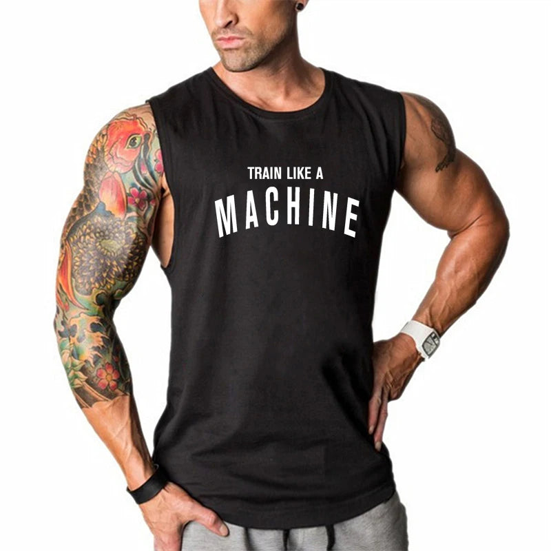 Fitness Tank Top Men Bodybuilding Clothing Gym Stringer Vests Mens Sleeveless