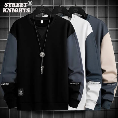 Hot 2021 New Spring Autumn Solid Color Splice Casual Men Hoodies Sweatshirts