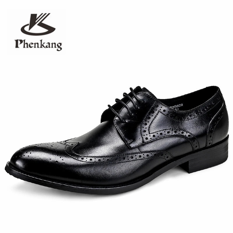 Phenkang Mens Formal Shoes Genuine Leather Oxford Shoes for Men Black 2020 Dress