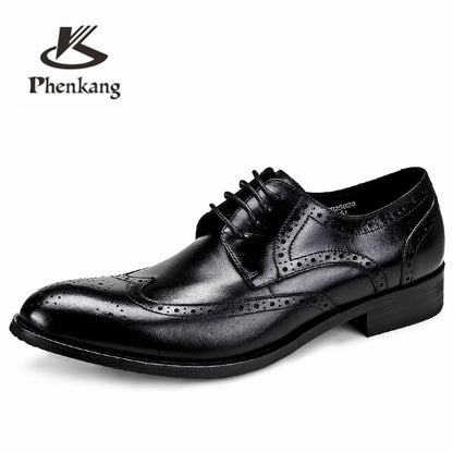 Phenkang Mens Formal Shoes Genuine Leather Oxford Shoes for Men Black 2020 Dress