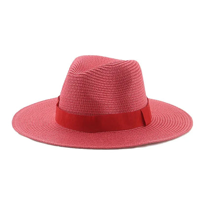 Hats for Women Bucket Sun Hats Ribbon Band Men Hat Straw Summer Panama Formal