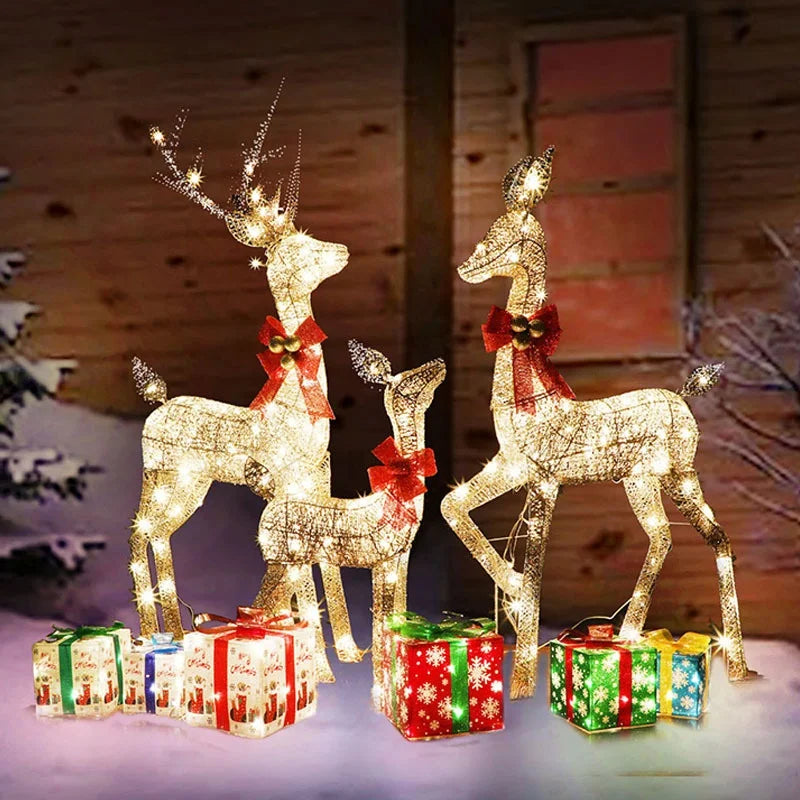 2024 Outdoor Christmas Shining Deer Lighting Happy New Year for Garden