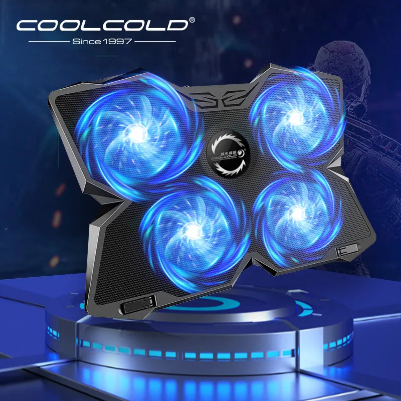 Laptop Cooling Pad Notebook Gaming Cooler Stand With Four Fan and 2 USB Ports