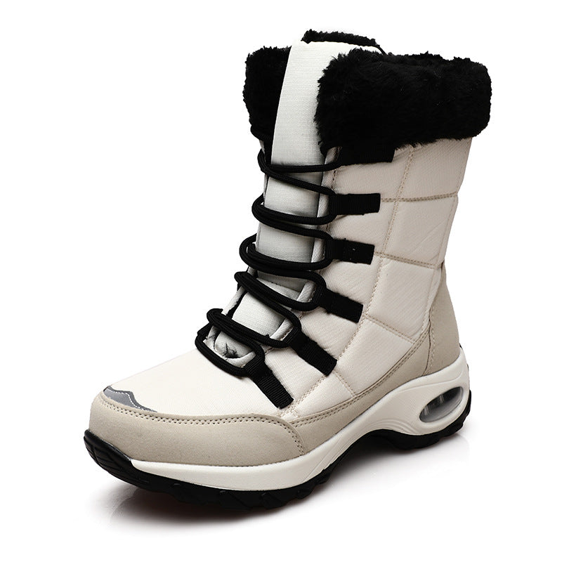 Winter Boots Heels Women's Ankle Boots Thick-Soled Wool Casual  Snow Boots