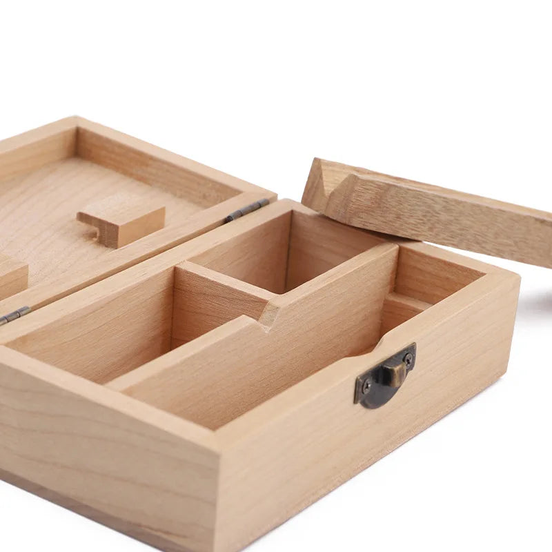 Wooden Tobacco Herb Storage Box Stash Case Cigarette Tray Natural Handmade